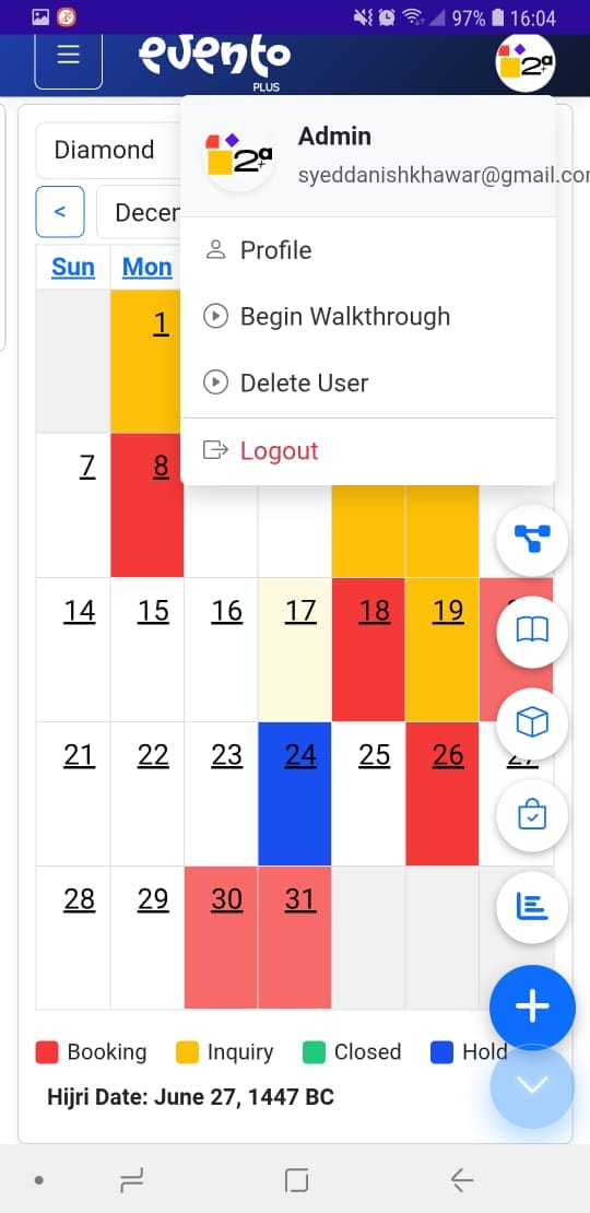 dashboard user menu Two Plus A