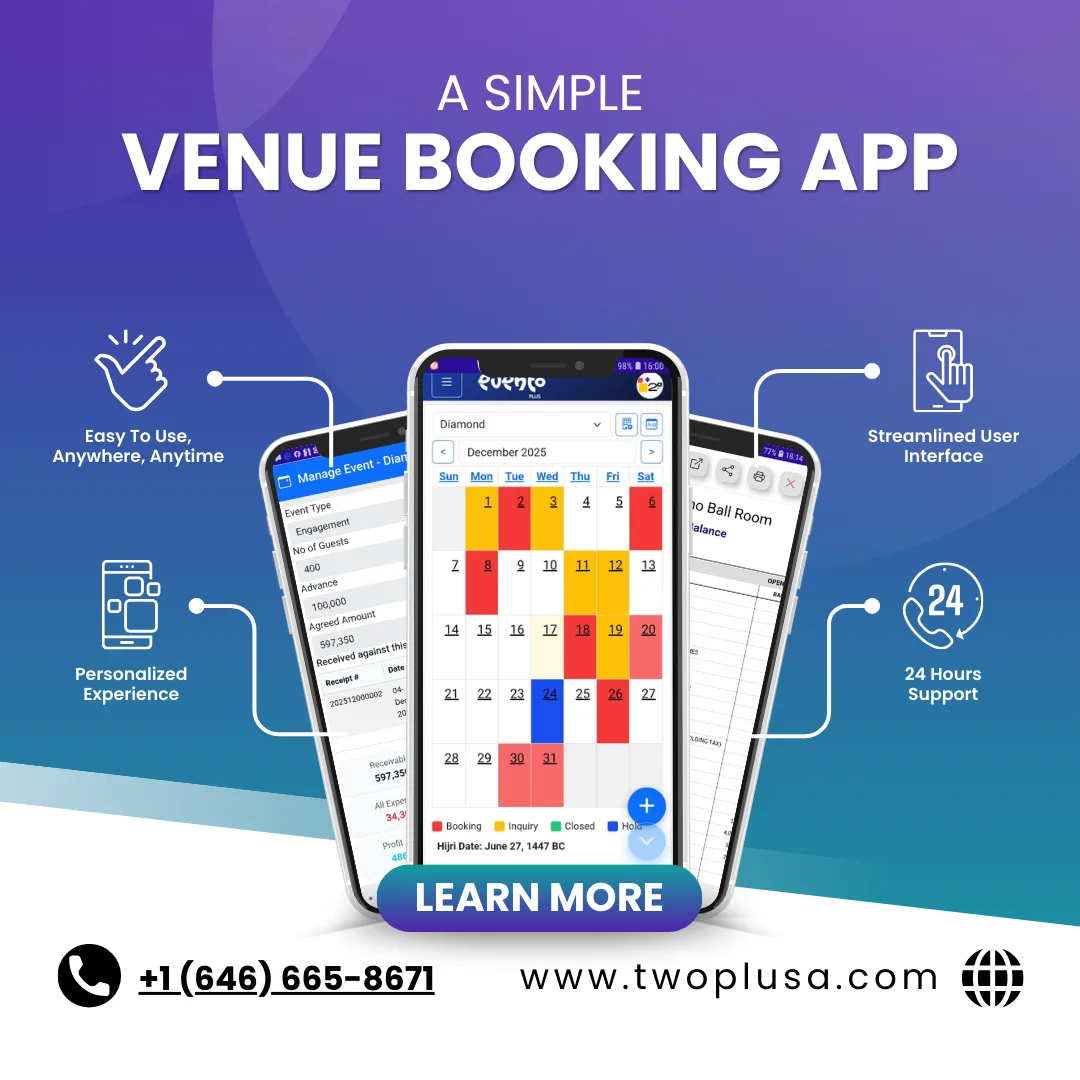 evento plus simple venue booking app Two Plus A