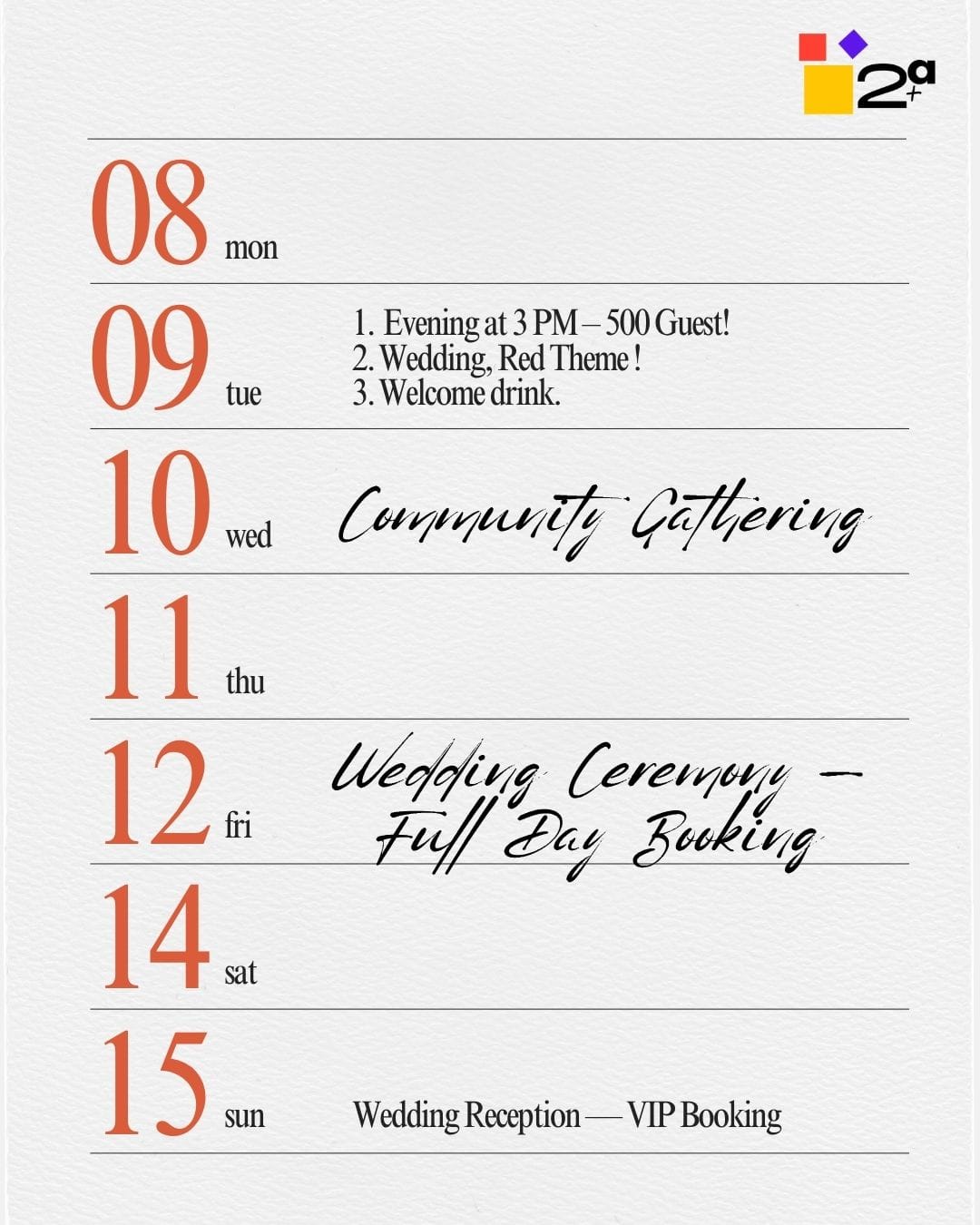 messy event calendar Manual Booking Errors in Excel Sheet